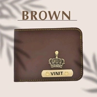 Men's Personalized Wallet BROWN COLOR ,  Customized Slim Stylish Leather Purse with Name & Charm , Unique Birthday Anniversary Gift for Men Boy Love Husband Employees Clients 