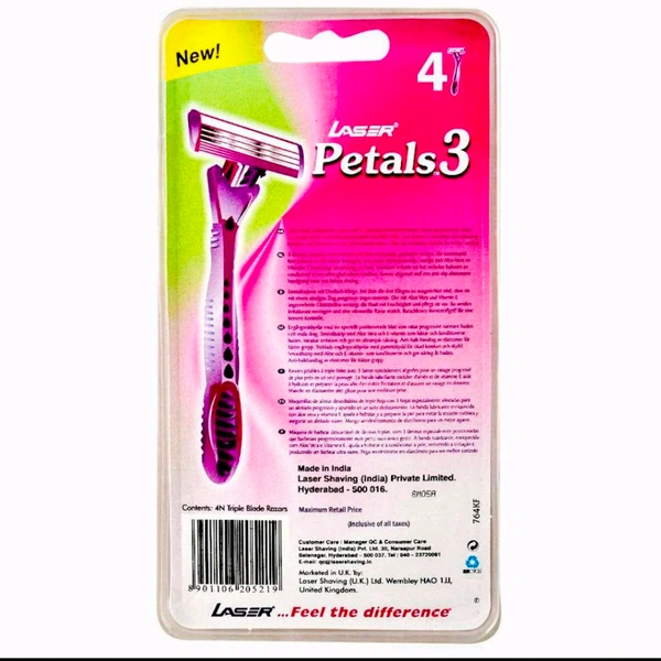 Lazer Petal 3 Women Manual Shaving Razor 3 Blades 4 pcs