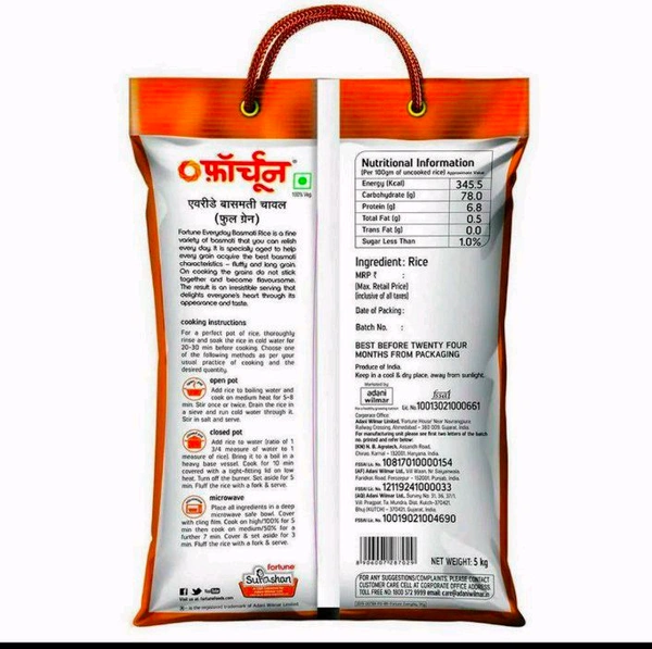 Fortune Everyday Full Grain Basmati Rice 5 kg