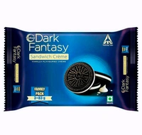 Sunfeast Dark Fantasy Vanilla Creme, 249g, Dark Crunchy Biscuit with Smooth Vanilla Creme