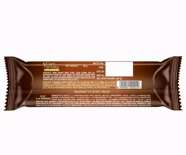 Sunfeast Dark Fantasy Creme Biscuits Made With Real Chocolate 83g