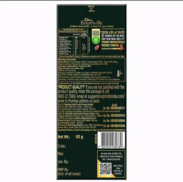 Cadbury Bournville Intense 70% Rich Dark Chocolate Bar 80 g72