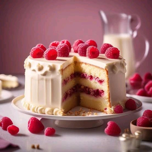 PREMIUM WHITE CHOCOLATE BERRY CAKE-{1/2 KG }
