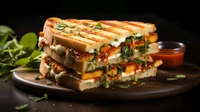 CHEESE LOADED PANEER TIKKA SANDWICH