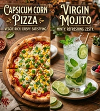Capsicum Corn Pizza + Virjin Mojito