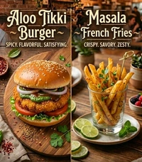 Aloo Tikka Burger + Fries Or