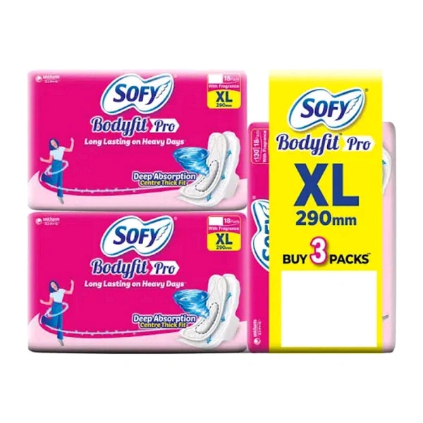 
Sofy Bodyfit Slim Sanitary Napkin (XL) 18 pads (Pack of 3)