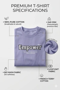 Storm Valor Lavender "Empower" Oversized T-Shirt - 240 GSM Heavy French Terry - 100% Pure Cotton Bio-Washed Artistic Streetwear. - L, Purple