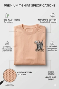 Storm Valor Beige Beer Bucket Graphic Oversized T-Shirt - 240 GSM 100% Cotton French Terry - Gold-Washed Premium Streetwear Tee. - XL, Beige