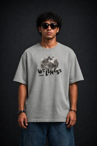 Storm Valor Grey "Wellness Club" Oversized Tee - 240 GSM 100% Pure Cotton French Terry - Premium Bio-Washed Streetwear Collection. - XL, Grey