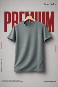 Storm Valor Sage Green Jacquard Weave T-Shirt | 200 GSM Lightweight Comfort | Textured Pattern Premium Casual Wear - L, Grey