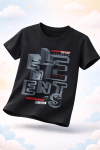 Storm Valor Boys 100% Pure Cotton Bio-Washed Black T-Shirt - Elements 3D Print - 6-12 Months, Black