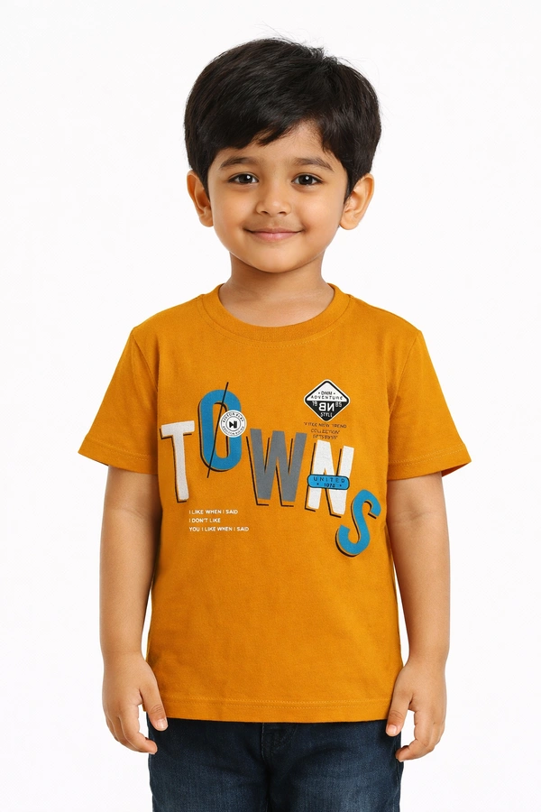 Storm Valor Boys 100% Pure Cotton Bio-Washed Mustard Yellow T-Shirt - Towns Graphic