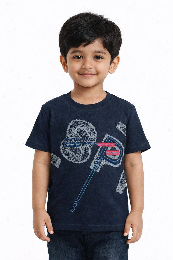 Storm Valor Boys 100% Pure Cotton Bio-Washed Navy Blue T-Shirt - 8 Million Graphic