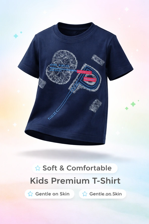 Storm Valor Boys 100% Pure Cotton Bio-Washed Navy Blue T-Shirt - 8 Million Graphic - 4-5 Years, Navy