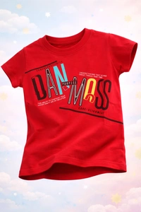 Storm Valor Boys 100% Pure Cotton Bio-Washed Red T-Shirt - Dan Mass Design - 4-5 Years, Red