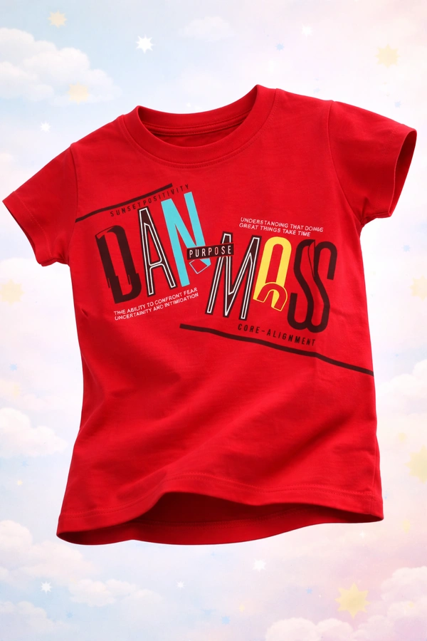 Storm Valor Boys 100% Pure Cotton Bio-Washed Red T-Shirt - Dan Mass Design - 4-5 Years, Red