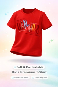 Storm Valor Boys 100% Pure Cotton Bio-Washed Red T-Shirt - Dan Mass Design - 4-5 Years, Red