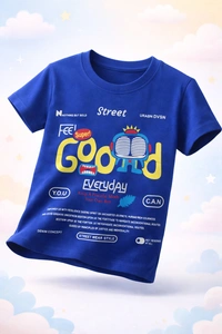 Storm Valor Boys 100% Pure Cotton Bio-Washed Royal Blue T-Shirt - Feel Good Graphic - 1-2 Years, Blue