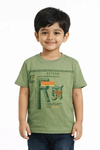 Storm Valor Boys Cotton T-Shirt (Pack of 3) - Olive, Mustard & Black Graphic Print - 5-6 Years, Multi Color