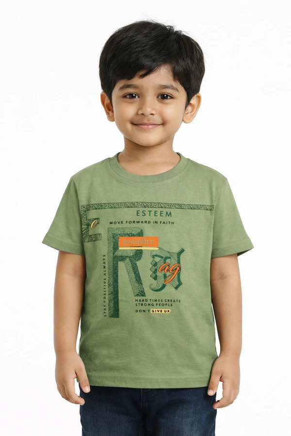 Storm Valor Boys Cotton T-Shirt (Pack of 3) - Olive, Mustard & Black Graphic Print - 5-6 Years, Multi Color