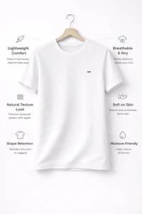 Storm Valor Classic White Jacquard Texture Tee | 200 GSM Breathable Cotton Blend | Premium Woven Streetwear T-Shirt - M, White