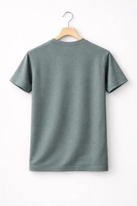 Storm Valor Sage Green Jacquard Weave T-Shirt | 200 GSM Lightweight Comfort | Textured Pattern Premium Casual Wear - L, Grey