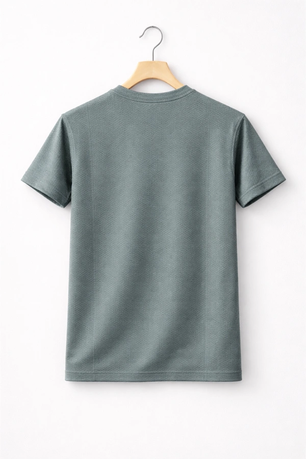 Storm Valor Sage Green Jacquard Weave T-Shirt | 200 GSM Lightweight Comfort | Textured Pattern Premium Casual Wear - L, Grey