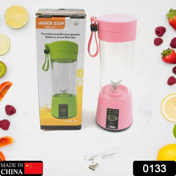 Multi-Purpose Portable USB Electric Juicer 6-Blades, Protein Shaker, Blender Mixer Cup (380 ML) - 380 ml, As per availability