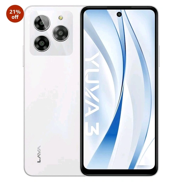 Lava Yuva 3 (Eclipse Black, 4+4*GB + 128GB)|Segment's Most Affordable Smartphone with 128 GB (UFS 2.2) Storage | 90Hz Punch Hole Display|13MP AI Triple Camera|Side Fingerprint Sensor |Bloatware Free - Galaxy white, 128 GB