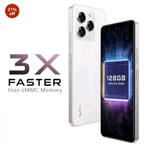 Lava Yuva 3 (Eclipse Black, 4+4*GB + 128GB)|Segment's Most Affordable Smartphone with 128 GB (UFS 2.2) Storage | 90Hz Punch Hole Display|13MP AI Triple Camera|Side Fingerprint Sensor |Bloatware Free - Galaxy white, 128 GB
