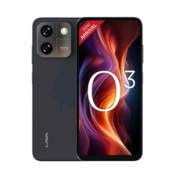 Lava O3 (Glossy Black, 4 GB RAM, 64 GB Storage) | Ultra Fast Octa Core Processor | 6.75" HD+ Display | 13MP AI Dual Rear Camera | 5000 mAh Battery - Glossy black