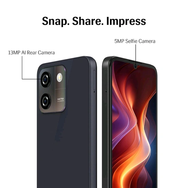 Lava O3 (Glossy Black, 4 GB RAM, 64 GB Storage) | Ultra Fast Octa Core Processor | 6.75" HD+ Display | 13MP AI Dual Rear Camera | 5000 mAh Battery - Glossy black