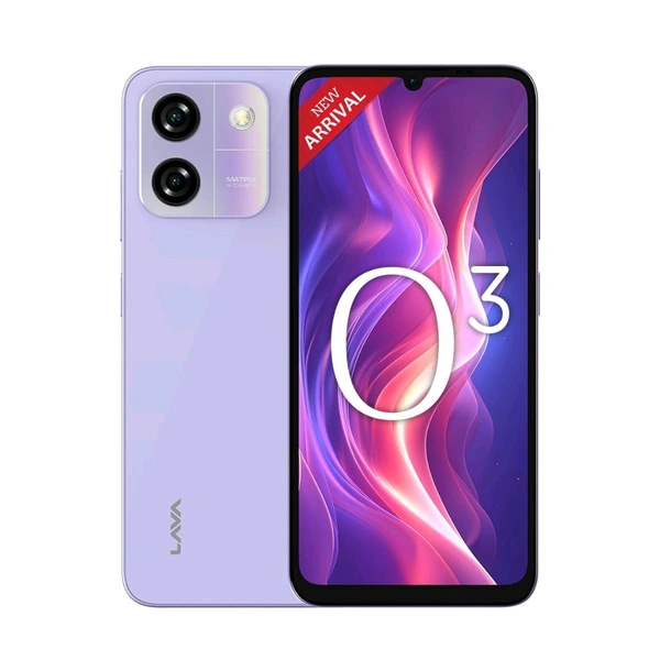 Lava O3 (Glossy Black, 4 GB RAM, 64 GB Storage) | Ultra Fast Octa Core Processor | 6.75" HD+ Display | 13MP AI Dual Rear Camera | 5000 mAh Battery - Glossy lavender