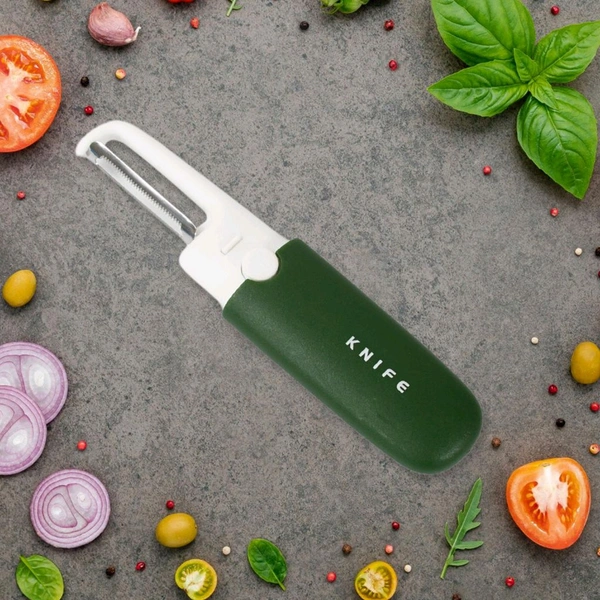 Multifunctional peeler Two in one fruit knife, fruit and vegetable cutting knife+sawtooth peeler, apple, carrot, potato, fruit slice antiskid - As per availability
