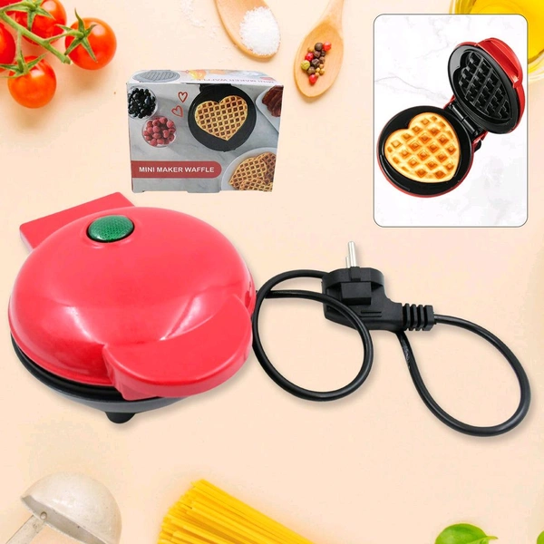 Mini Waffle Maker Machine Waffle Iron Home Appliances Kitchen Gift Easy To Clean, On-Stick Surfaces, Perfect Breakfast, Dessert, Sandwich, Pan Cakes, Paninis / Other Snacks Machine - Red