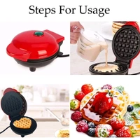 Mini Waffle Maker Machine Waffle Iron Home Appliances Kitchen Gift Easy To Clean, On-Stick Surfaces, Perfect Breakfast, Dessert, Sandwich, Pan Cakes, Paninis / Other Snacks Machine - Red