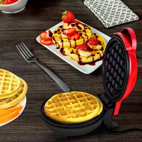 Mini Waffle Maker Machine Waffle Iron Home Appliances Kitchen Gift Easy To Clean, On-Stick Surfaces, Perfect Breakfast, Dessert, Sandwich, Pan Cakes, Paninis / Other Snacks Machine - Red