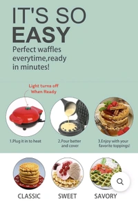 Mini Waffle Maker Machine Waffle Iron Home Appliances Kitchen Gift Easy To Clean, On-Stick Surfaces, Perfect Breakfast, Dessert, Sandwich, Pan Cakes, Paninis / Other Snacks Machine - Red