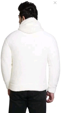 Woolen Full Sleeves Hoodie for Men - White, XL