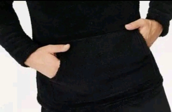 Woolen Full Sleeves Hooded Sweatshirt for Men - XL, Black