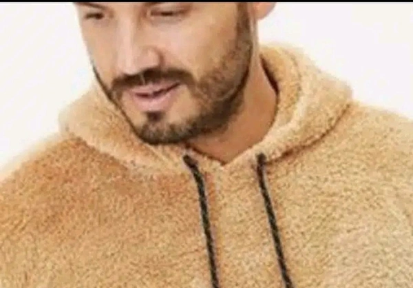 Woolen Full Sleeves Hooded Sweatshirt for Men - XL, Peach