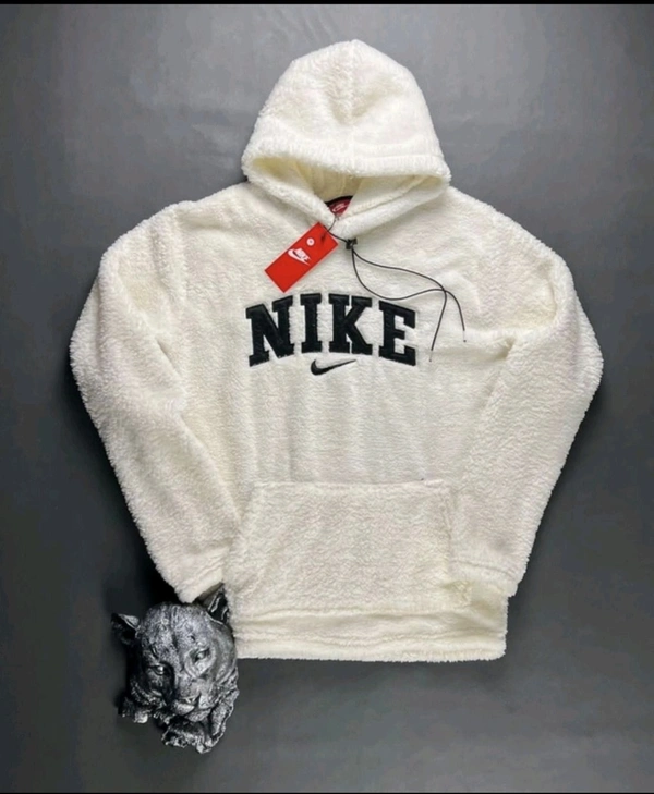 Fur Printed Hoodie for Men - White, L