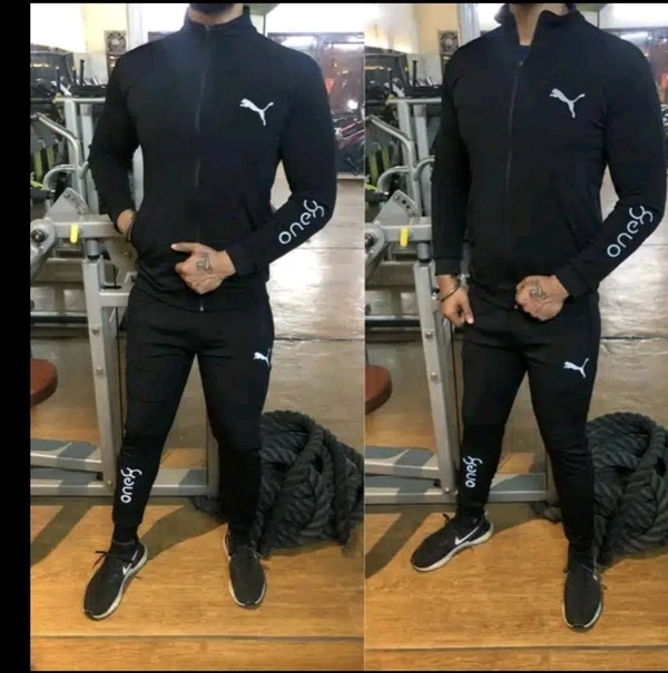 Cotton Blend Tracksuit for Men - Black, XL