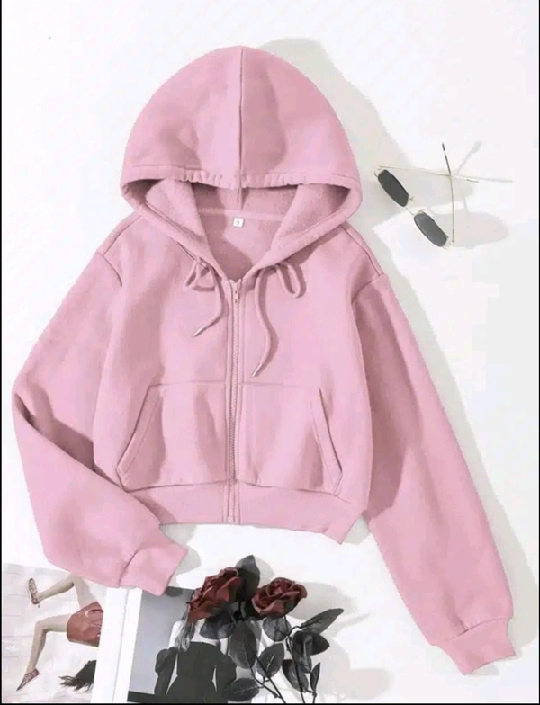 Fleece Hooded Sweatshirt for Women (Pink, S) - Pink, S