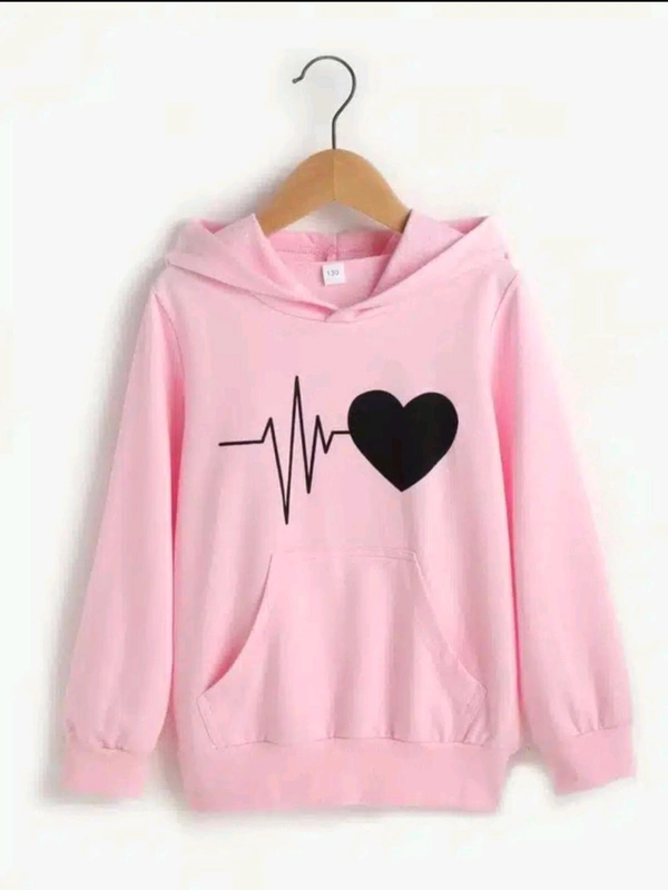 Fleece Printed Hoodie for Women - Pink, L