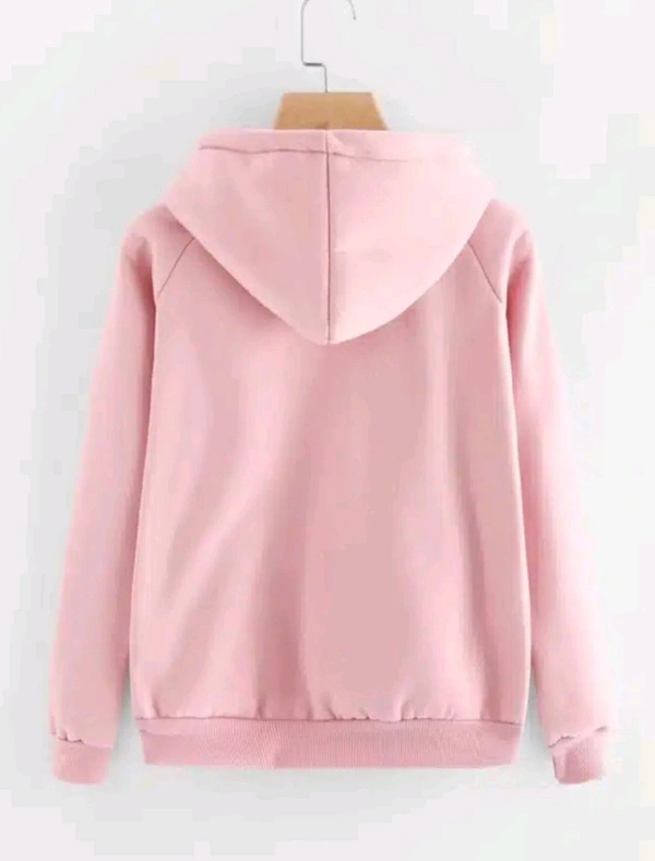 Fleece Printed Hoodie for Women - Pink, L
