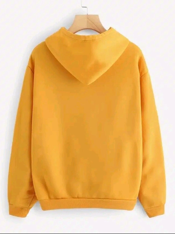 Fleece Printed Hoodie for Women - Mustard, L
