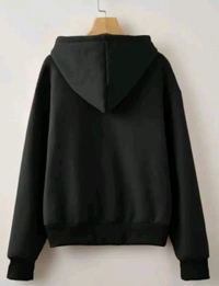 Fleece Printed Hoodie for Women - Black, XL