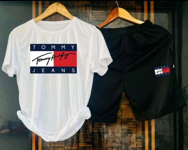 Lycra Printed Tracksuit for Men (White & Black) - Black and white, XL